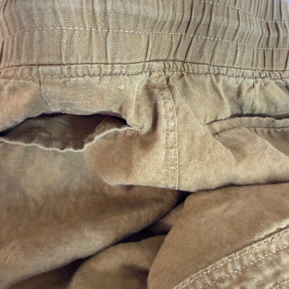 Athleta Cabo Linen Joggers Brown Mustard Elastic Waist Drawstring Pants | Size 4 - Picture 8 of 12